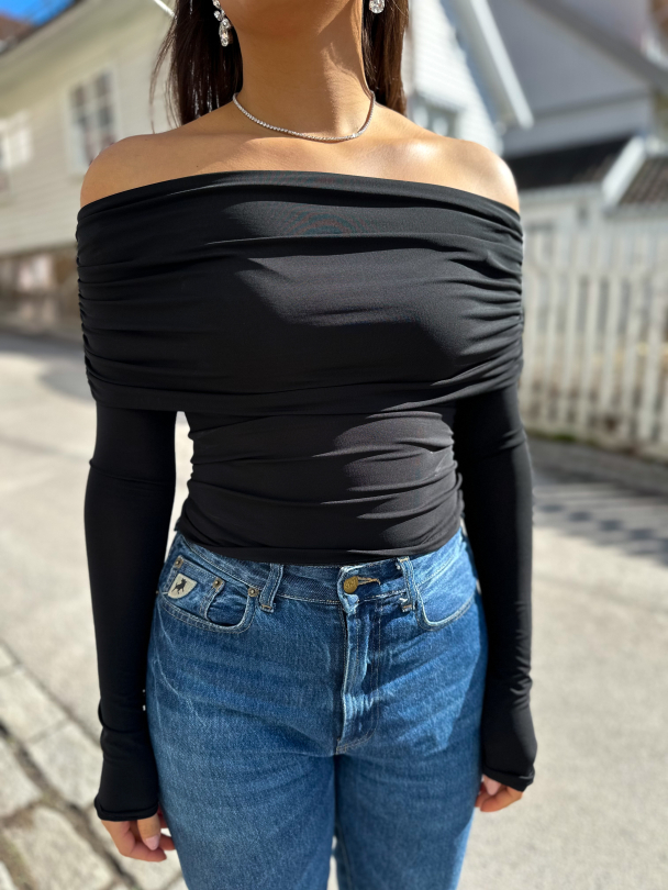 Off Shoulder Top - Black - Image 1