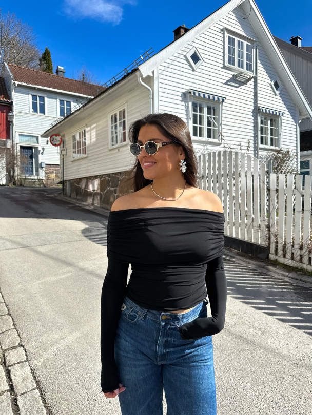 Off Shoulder Top - Black - Image 5