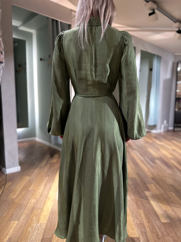 Viscose Shirt Dress - Green  - Image 2