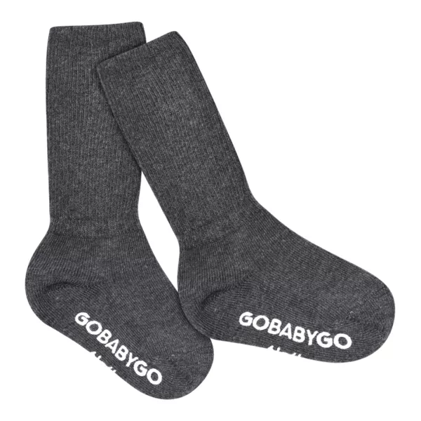 GOBABYGO | Non-Slip Socks Organic Cotton - Dark Grey Melange