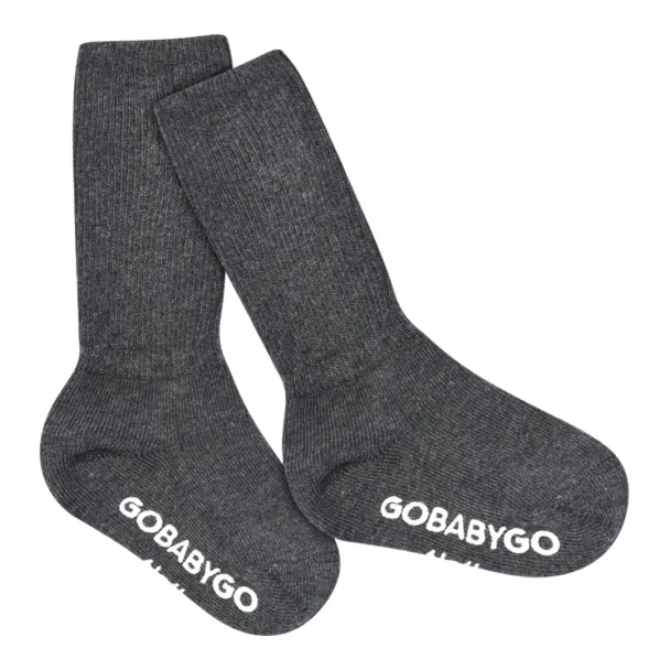 Non-Slip Socks Organic Cotton - Dark Grey Melange - Image 1