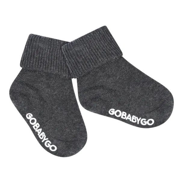 Non-Slip Socks Organic Cotton - Dark Grey Melange - Image 2