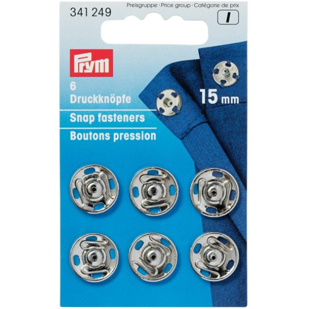 Prym Trykknapper sølv 15mm