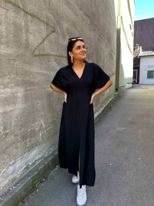 Lina Ankle Wrap Dress - Black  - Image 3