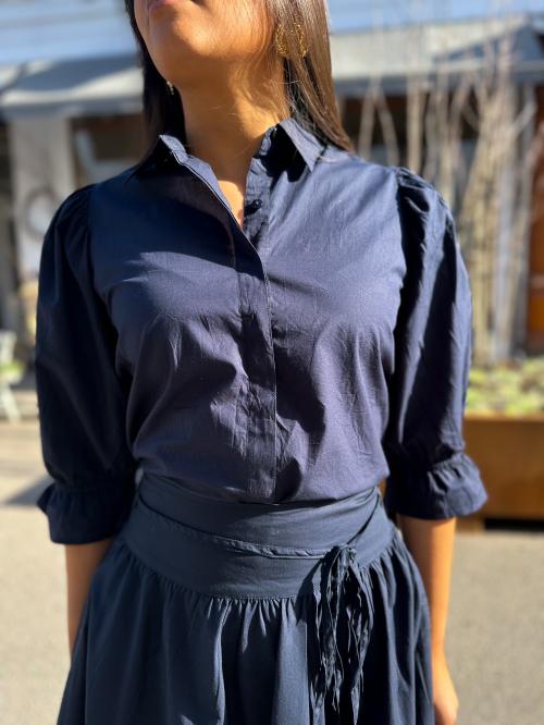 Amy Shirt - Marine Poplin 