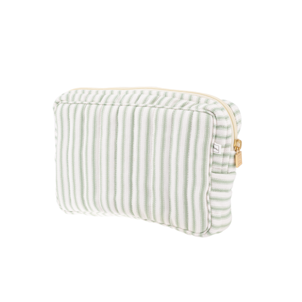 SMALL POUCH - TICKING STRIPE DUSTY GREEN