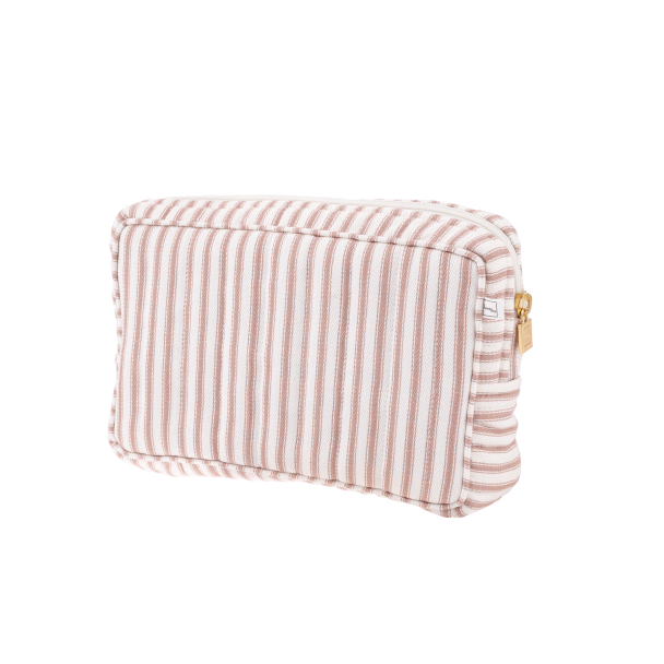 SMALL POUCH - TICKING STRIPE DUSTY PINK