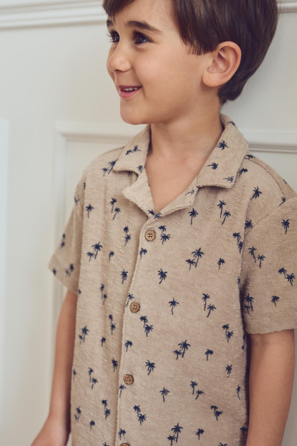 Palm s/s Shirt - Cashmere/Night Blue - Image 3