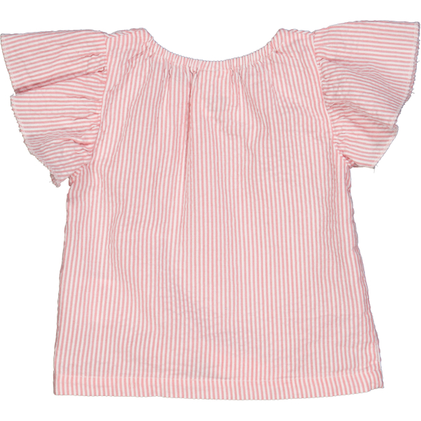 Seersucker Stripe Frill s/s T Baby - Balsam Cream/Bubblegum - Image 2
