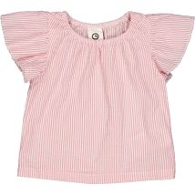 Seersucker Stripe Frill s/s T Baby - Balsam Cream/Bubblegum