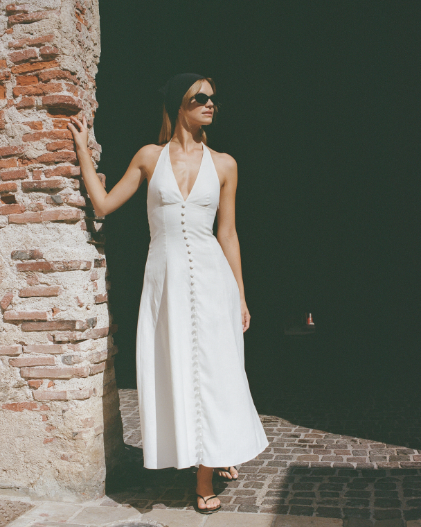 Marie Midi Dress - White - Image 1