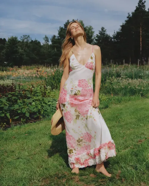 Organza Slip Dress - Cherry Bloom 