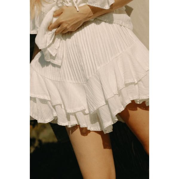 Frill Skirt Shorts - White