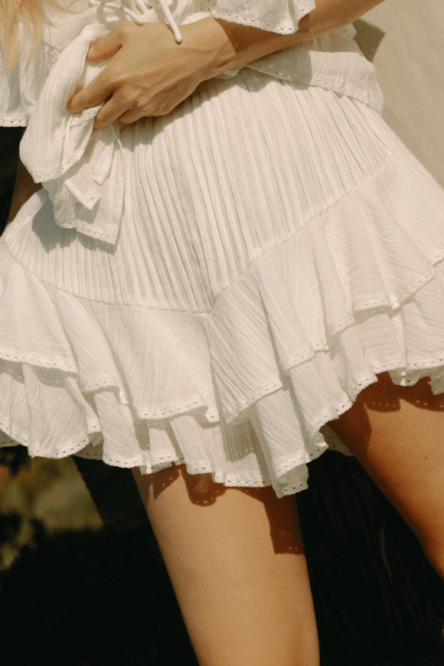 Frill Skirt Shorts - White