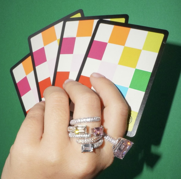 MEGA RECTANGLE RING LIGHT PINK SILVER - Image 2