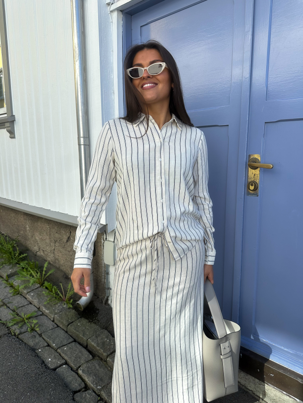 Viva Ankle Skirt - Sandshell Pin Stripe  - Image 5