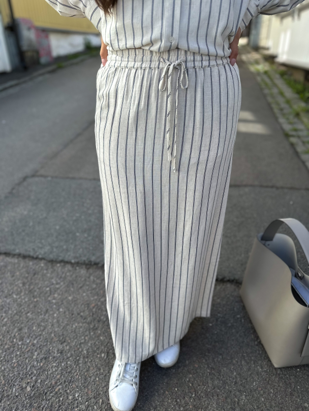 Viva Ankle Skirt - Sandshell Pin Stripe  - Image 1