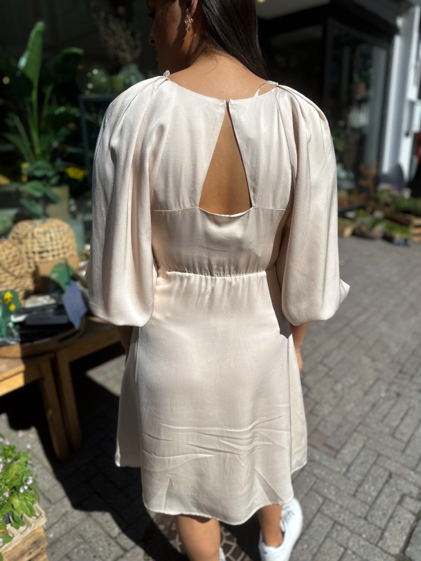 Laurina 3/4 Short Open Back Dress - Sandshell - Image 2