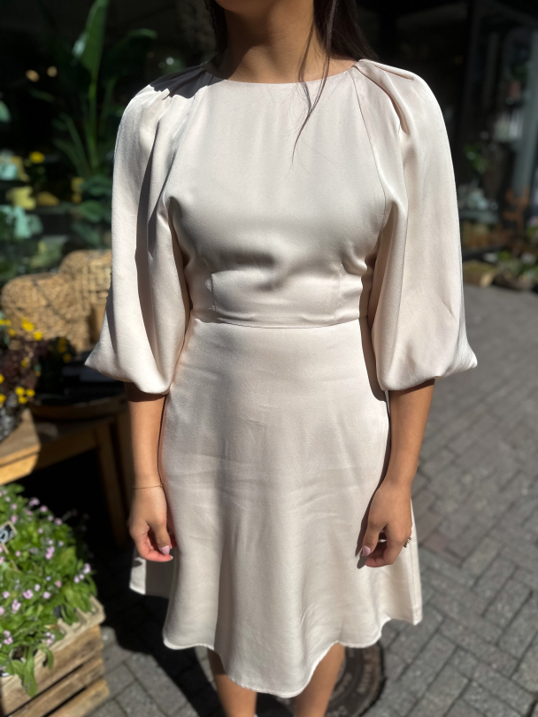 Laurina 3/4 Short Open Back Dress - Sandshell - Image 1