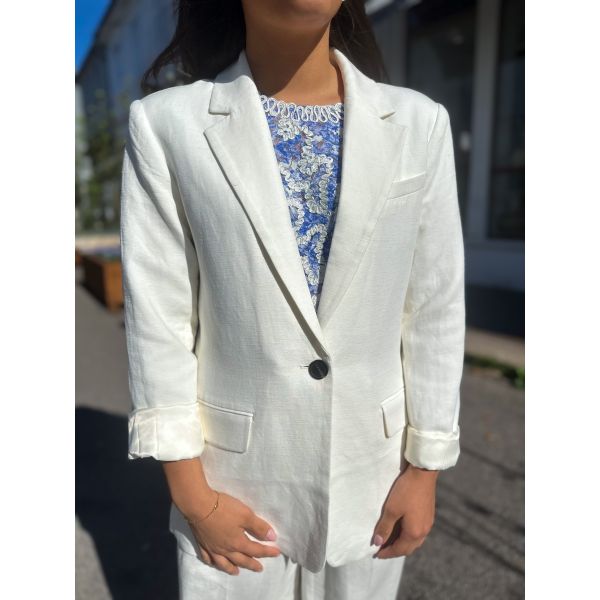 Lino New Fit Blazer - White Alyssum