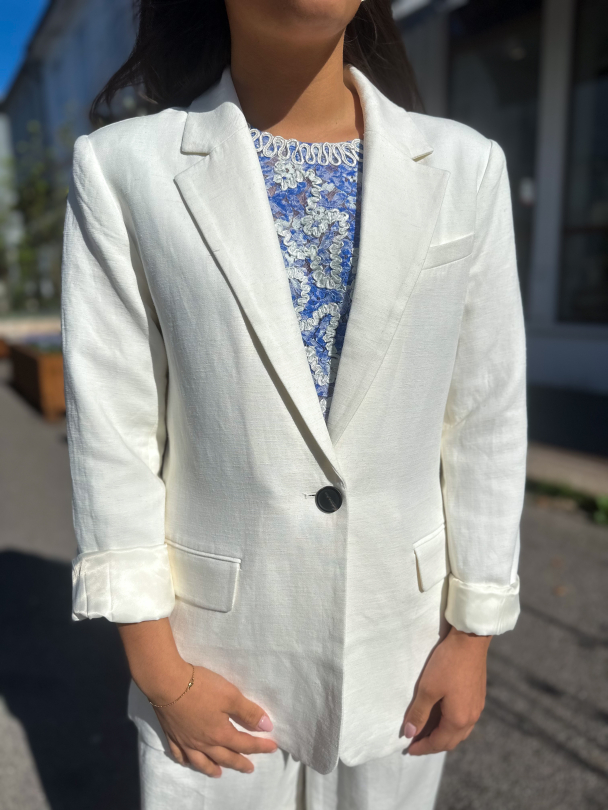 Lino New Fit Blazer - White Alyssum - Image 1