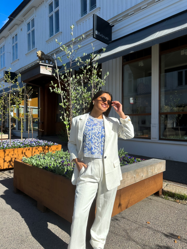 Lino New Fit Blazer - White Alyssum - Image 3