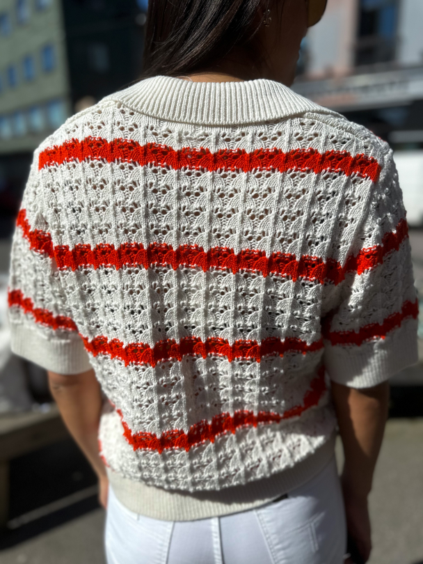 Lana 2/4 Knit Pullover - Gardenia/ Cherry Tomato - Image 2