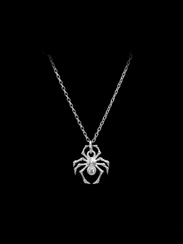 Spider Necklace - Silver - Moonstone - Image 2