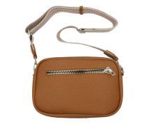 Veske m/stripet Skulderrem Cognac