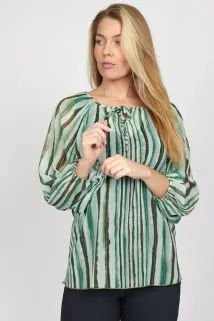 Bluse Elvira-Green Stripe