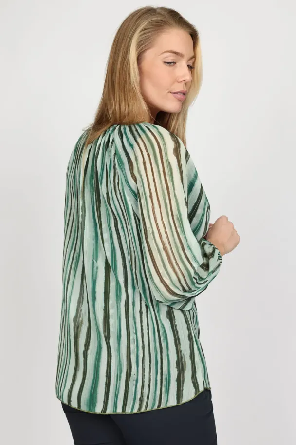Bluse Elvira-Green Stripe - Image 3