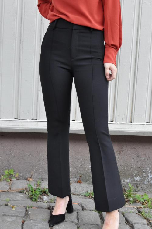 Tailored Flared Trousers - Black