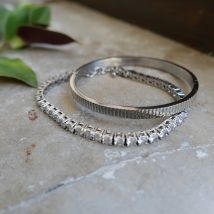 Armband Striped Bangle Steel