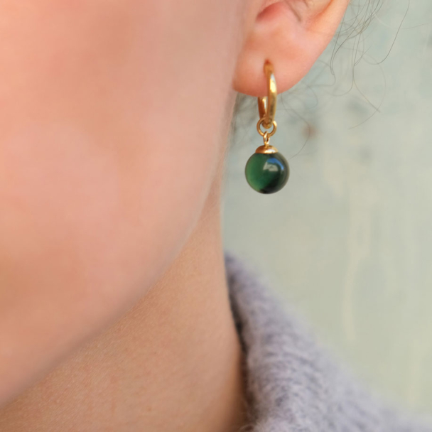 Green Glass Ball Øredobb - Image 1