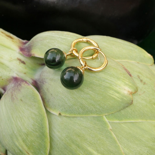 Green Glass Ball Øredobb - Image 3