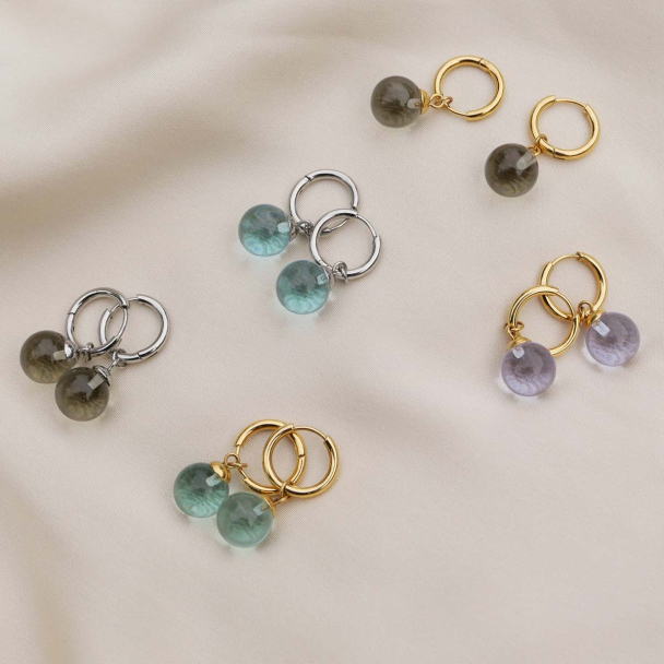 Grey Glass Ball Øredobb - Image 5