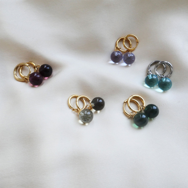 Green Glass Ball Øredobb - Image 4