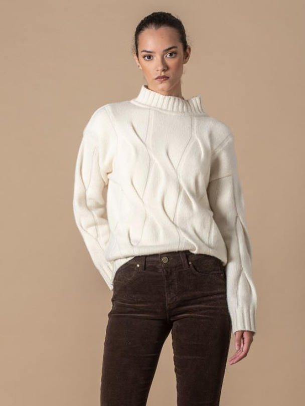 Wave Knit Genser Offwhite - Image 1