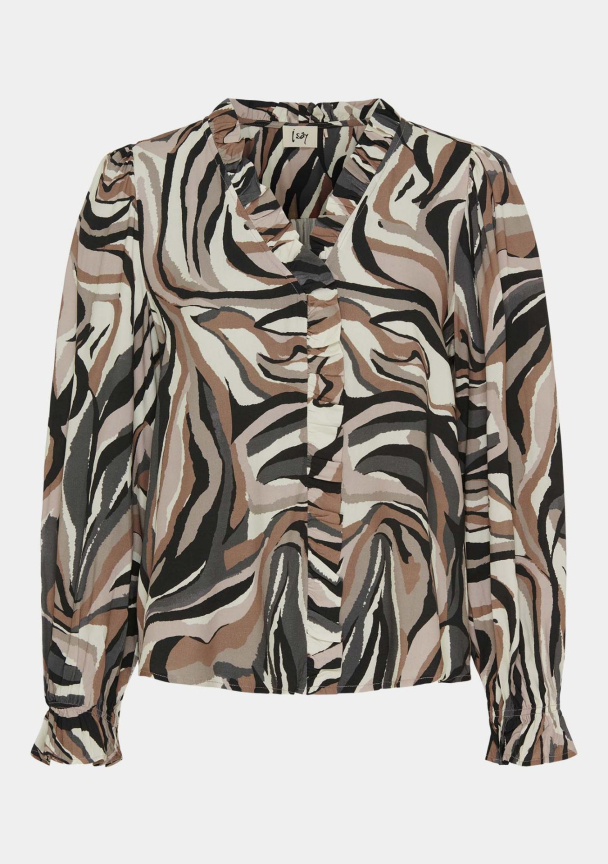 Annica Flounce Bluse Floating Stripes