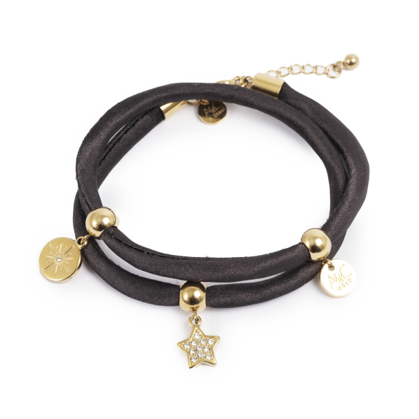 Armband 2-rads Sateng Taupe - Image 5