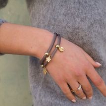 Armband 2-rads Sateng Taupe
