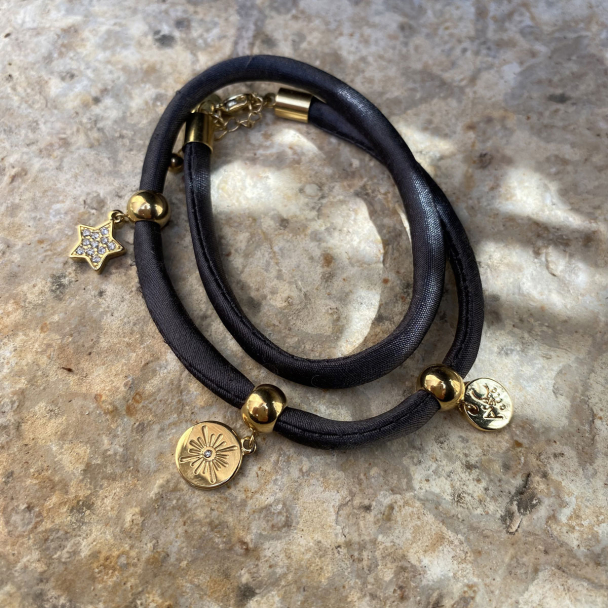 Armband 2-rads Sateng Taupe - Image 7