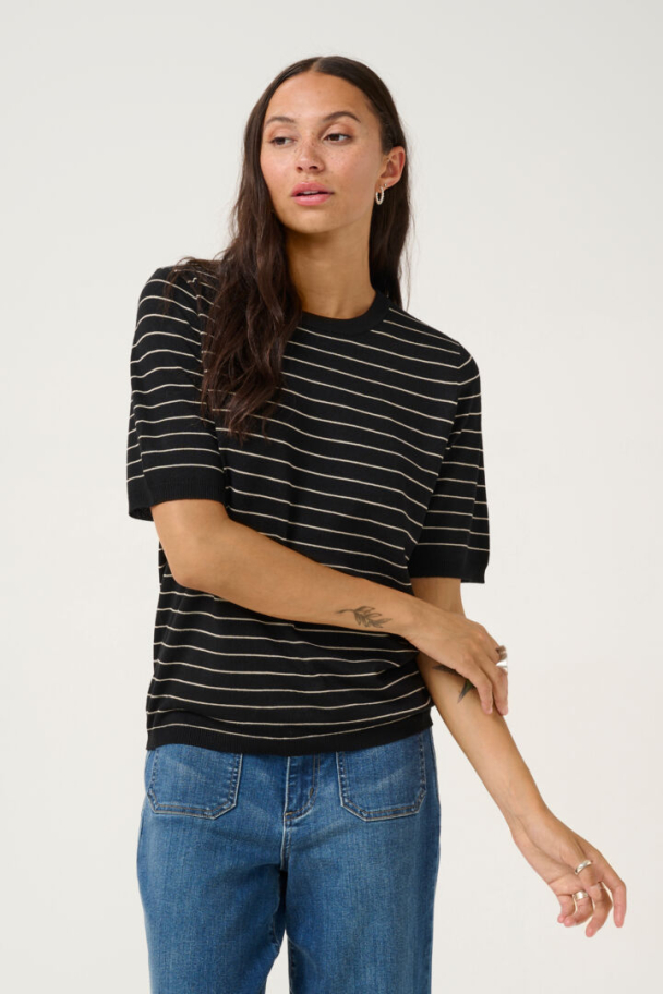 KAlizza Striped Topp Svart/feather Grey - Image 2
