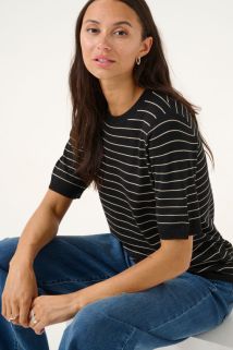 KAlizza Striped Topp Svart/feather Grey
