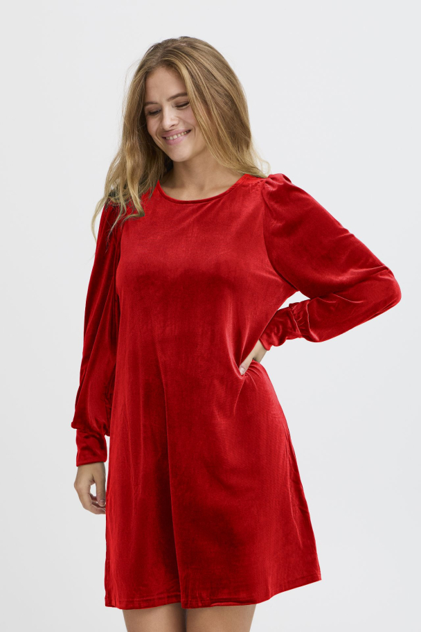 PZbarbara Velourkjole Rød - Image 1