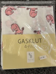 Gasklut 4-pk Kanin Rosa
