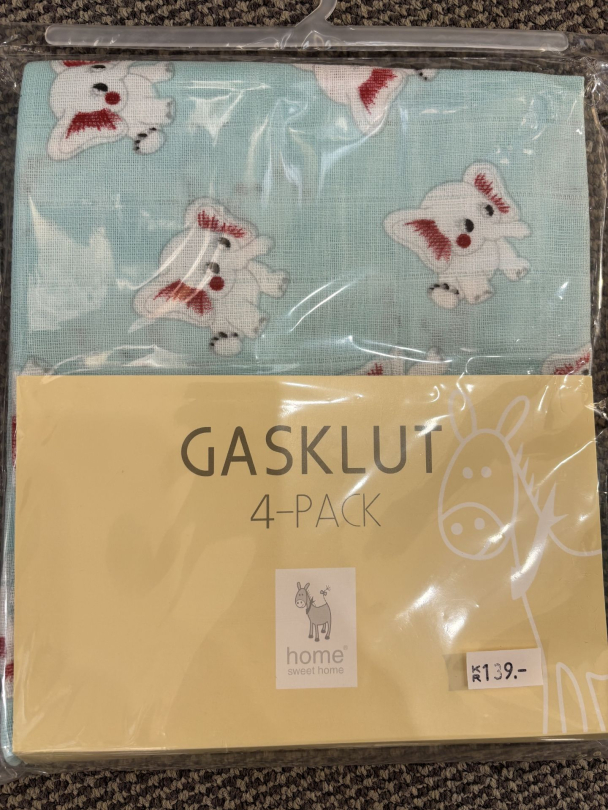 Gasklut 4-pk Elefant Mint