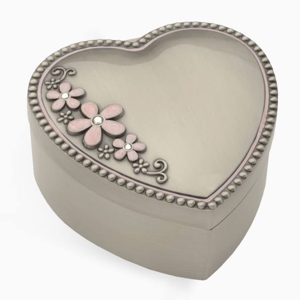 Smykkeskrin m/blomster Tinn