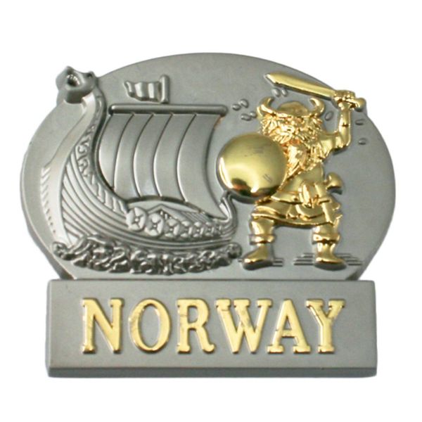 Magnet, metall, gull viking m. vikingskip 