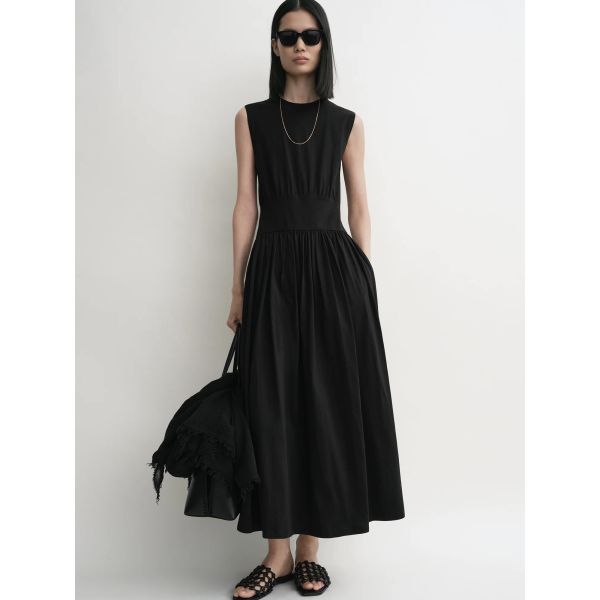 Sleeveless Cotton Tee Dress Black